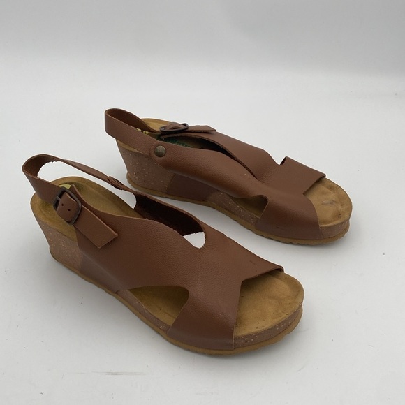 Bionatura easy Brown Leather Wedge Sandals women 9 Casual office vacation Y2K - Picture 11 of 11